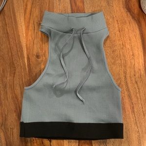 Free people tank brami mock neck ribbed gray green XS small